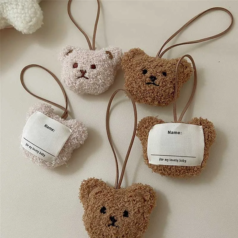 1-5Pcs Cute Cartoon Plush Bear Head Keychain Pompom Car Key Ring Women Girl Bag Pendant Key Chains Jewelry 7x18cm