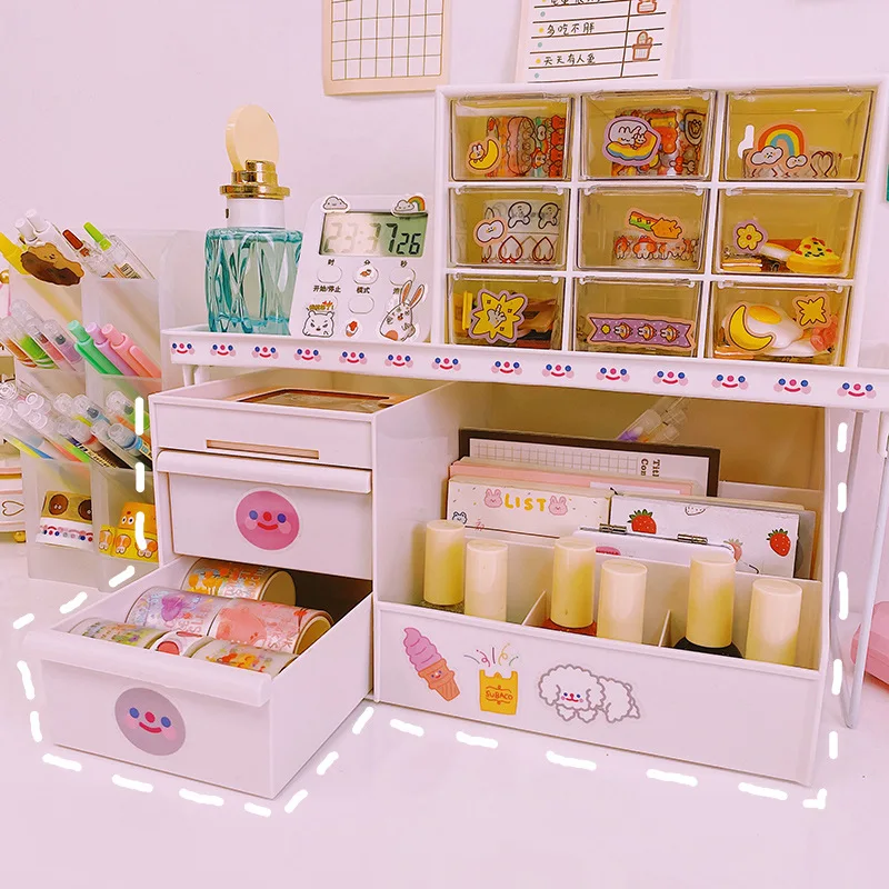 

Multifunction storage box drawer storage box cosmetics storage stationery storage office supplies sticker kawaii Storage rack