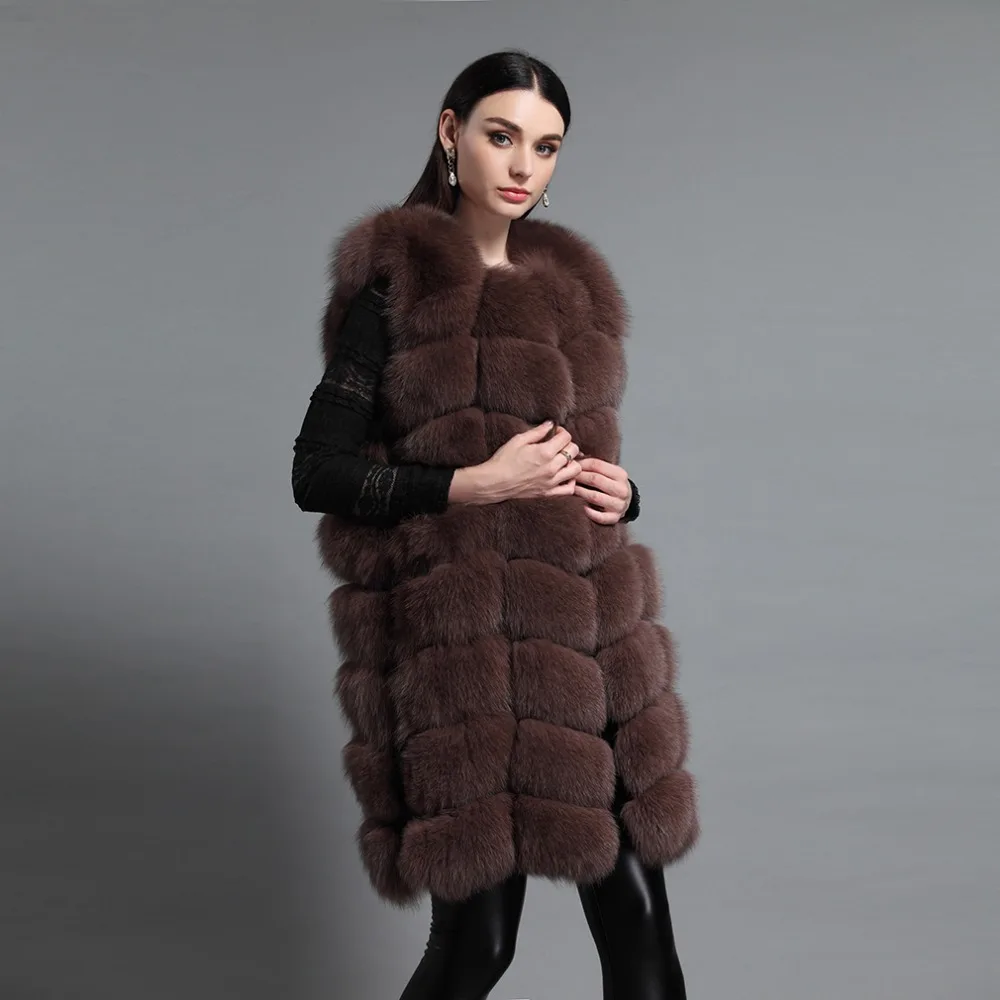 Frauen Echt Fox Pelz Weste Lange Stil Pelzigen Winter Mode Natürliche Pelz Weste Weiblichen Pelz Geschichte FS16225