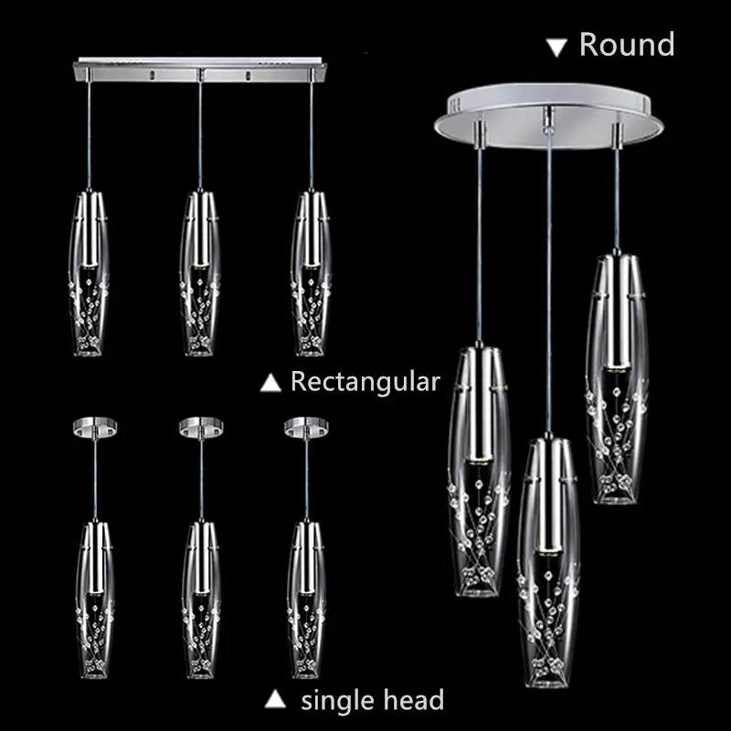 

Modern Stainless Steel Fixture led Lights Creative Restaurant Crystal Pendant Lamp For Dining Room Lustres De Teto Luminaire