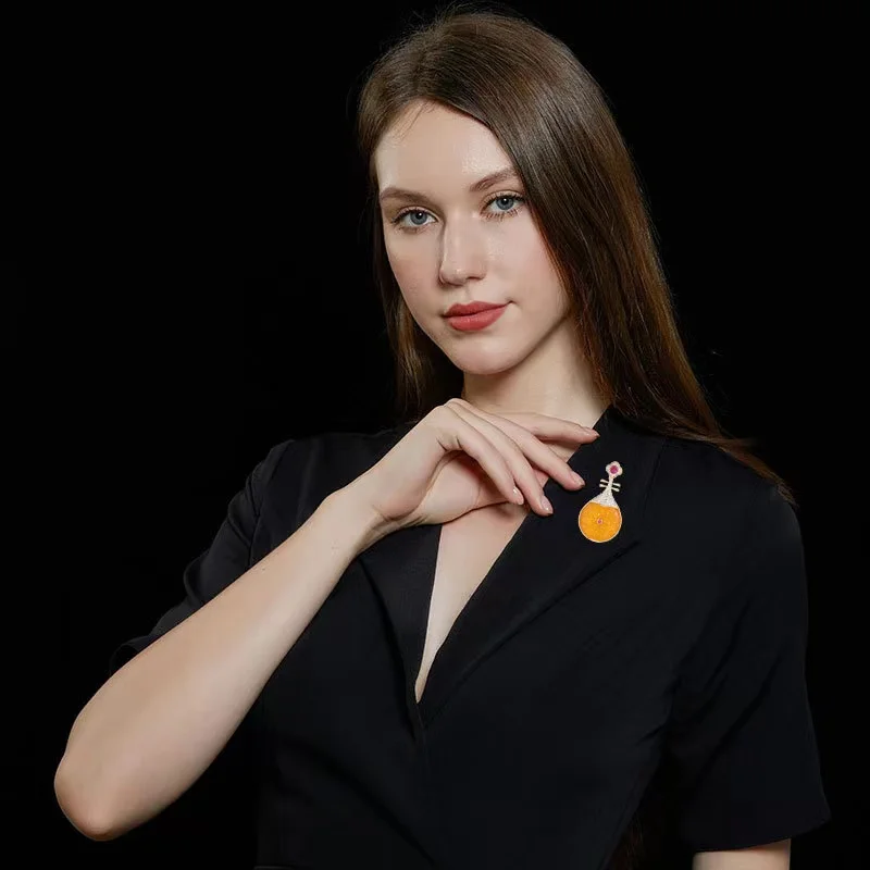 EYER Chinese Style Retro Brooches For Women Party Casual Office Pipa Brooch Pins Birthday Gifts Jewelry Accessories For Friend