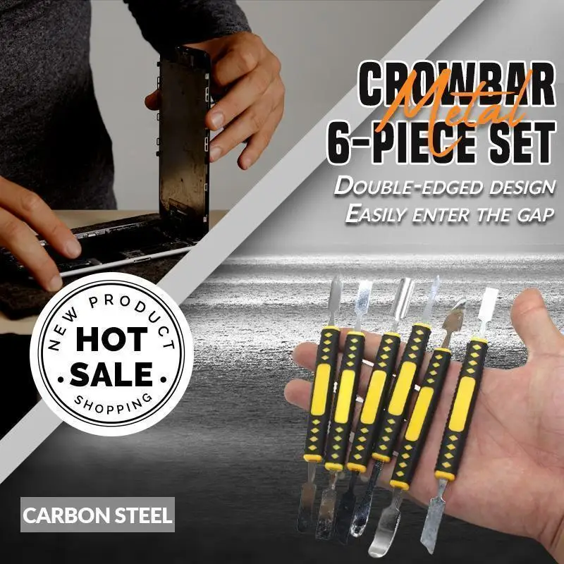Metalen Koevoet 6 Stuk Set Kleine Metalen Spudger Pry Opening Reparatie Gereedschap Kit Voor Mobiele Telefoon Metalen Crowbar Pry bar Dropshipping