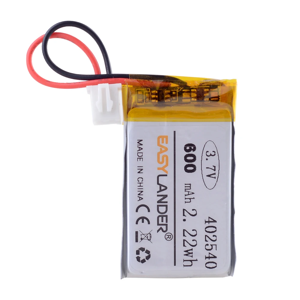 XHR-2P 2.54 402540 3.7V 600MAH 042540 Lithium Polymer Li-Po li ion Rechargeable Battery cells For Mp3 MP4 GPS mobile bluetooth