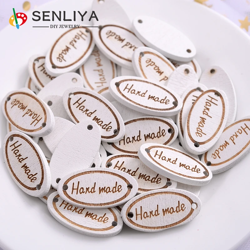 50Pcs/Pack 2Holes 3Colors Wooden Button Oval Shape\