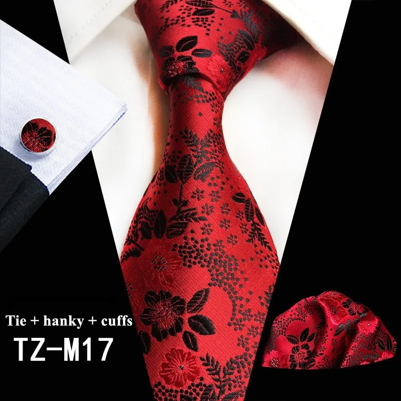 Rose Zwart Wit Novelty Tie Zakdoek Manchetknopen Sets Mannen 100% Zijden Dassen Voor Mannen Formele Wedding Party Bruidegom