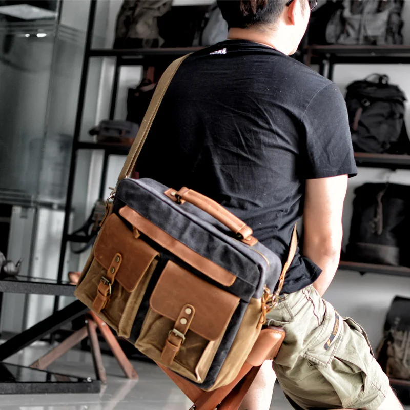 

Vintage Shoulder Bag Men's Cross Casual Messenger Bag Messenger Bag Crazy Horse Leather Men's Bag Computer Briefcase