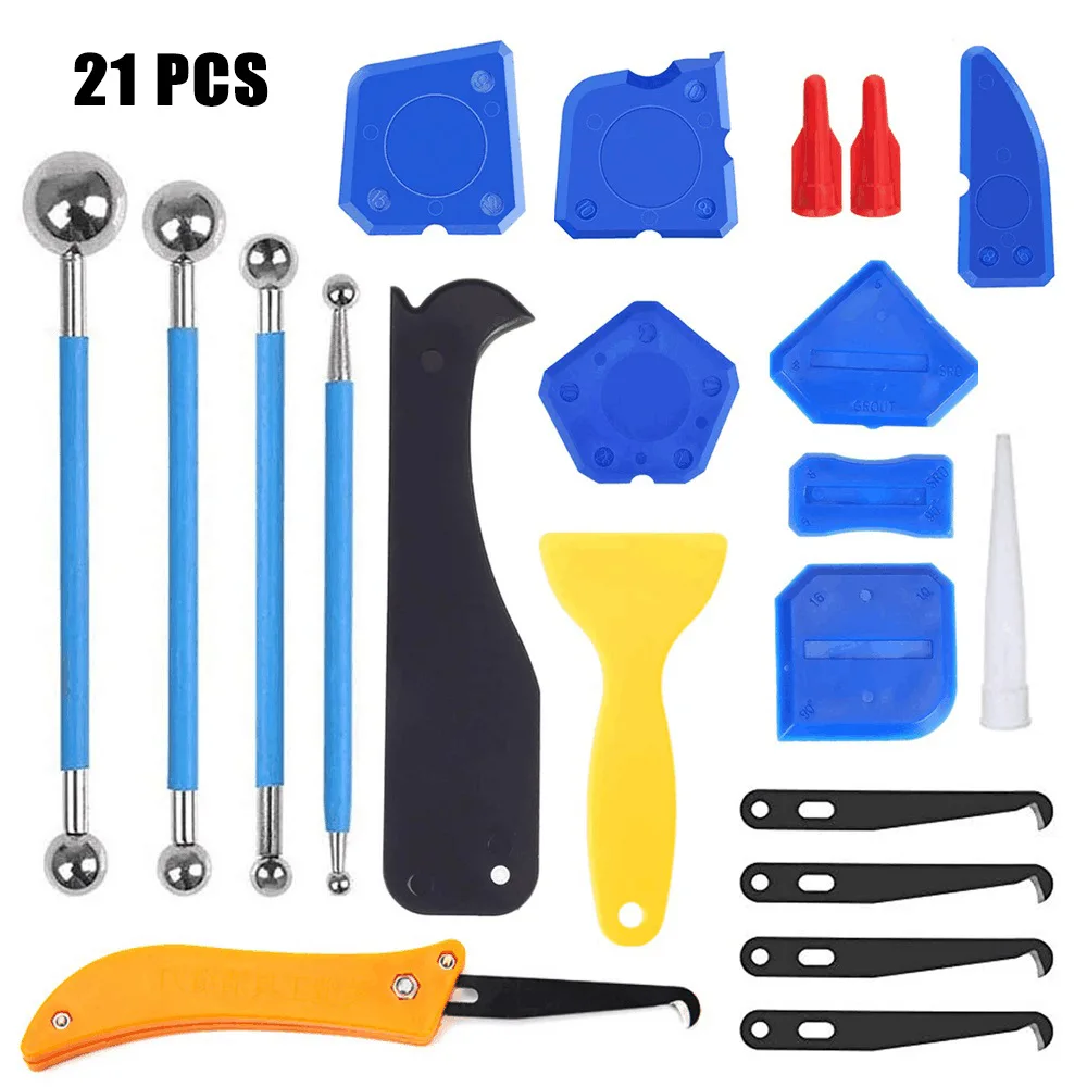 

21pcs Set Floor Construction Tool Corner Line Seam Caulking Tile Gap Glass Glue Removal Scraper Edge Trimming