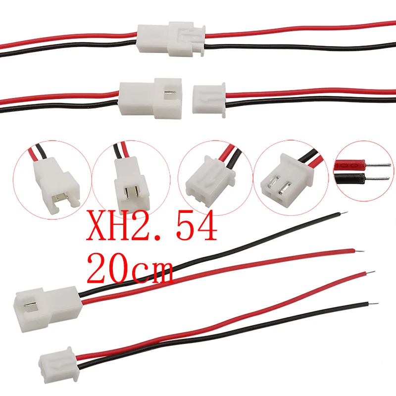 10Pair Mini JST 2 Pin Wire Connector 1.25mm / PH 2.0mm / SM / XH 2.54mm  Pitch 2P Male Plug Female Jack Socket Cable Connectors