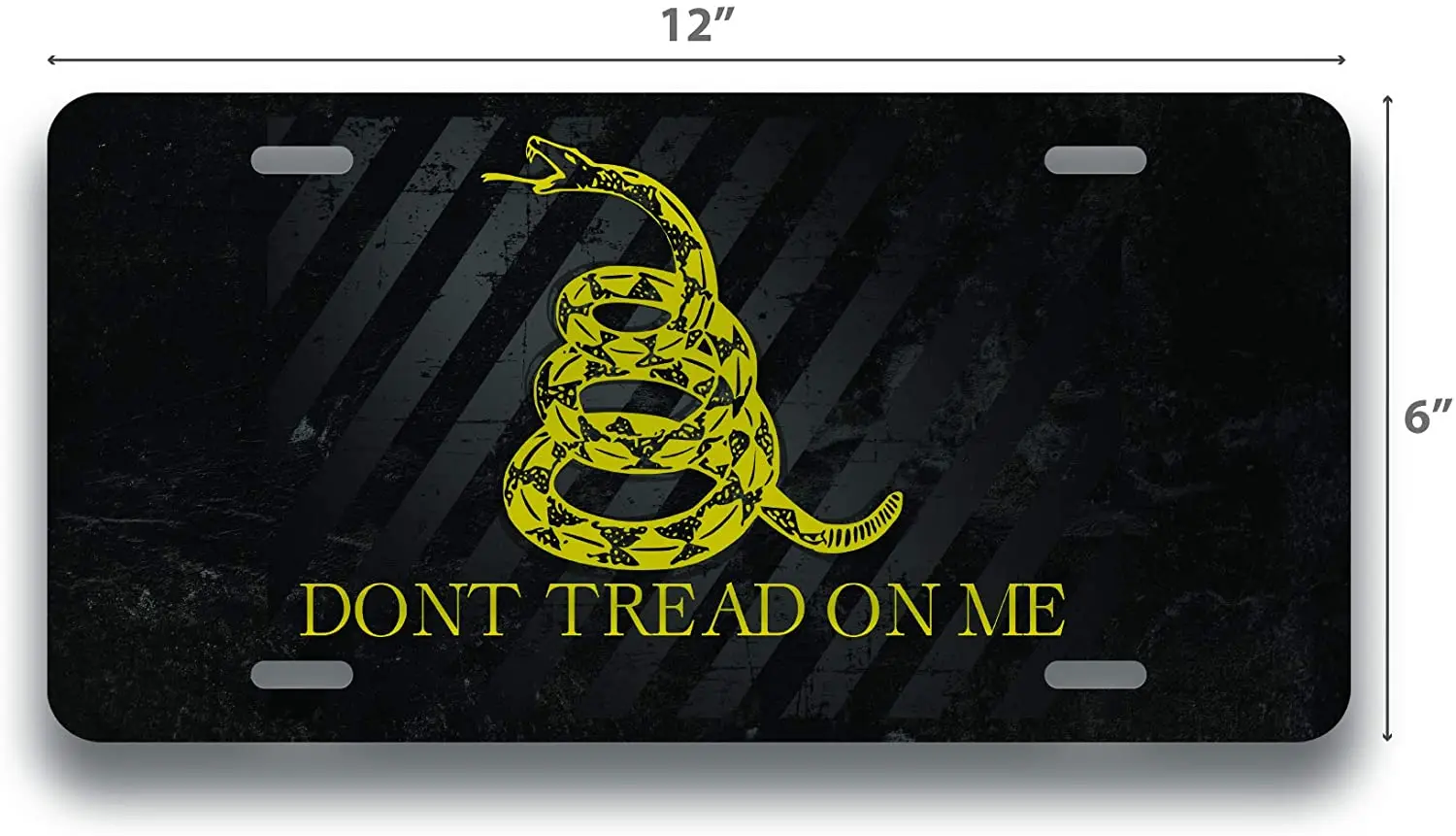 Gadsden Flag Don't Tread On Me Black License Plate Tag Vanity Novelty Metal | UV Printed Metal | 6-Inches by 12-Inches | Car