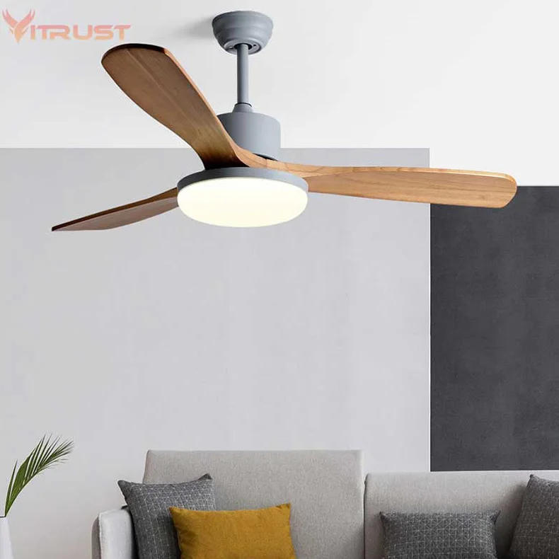 

Reversible Ceiling Fan Light Three-Blade Indoor Wooden Ceiling Fan with Lamp and Remote Control for Summer & Winter