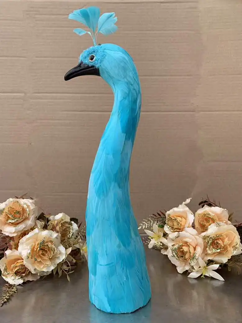 cute simulation light blue peacock head model foam&feather real life peacock bird head gift about 42cm xf2892