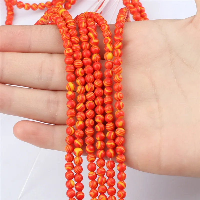 DIY Wholesale 8/6/4mm Orange Malachite Loose Beads Natural Stones For Bracelet Necklace Jewelry Making Handicraft Accessories