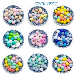 Cute-idea Silicone Beads Round Beads 12mm 10pcs Food Grade Silicone Teether DIY Pacifier Clips Beads Necklace Baby Teethers