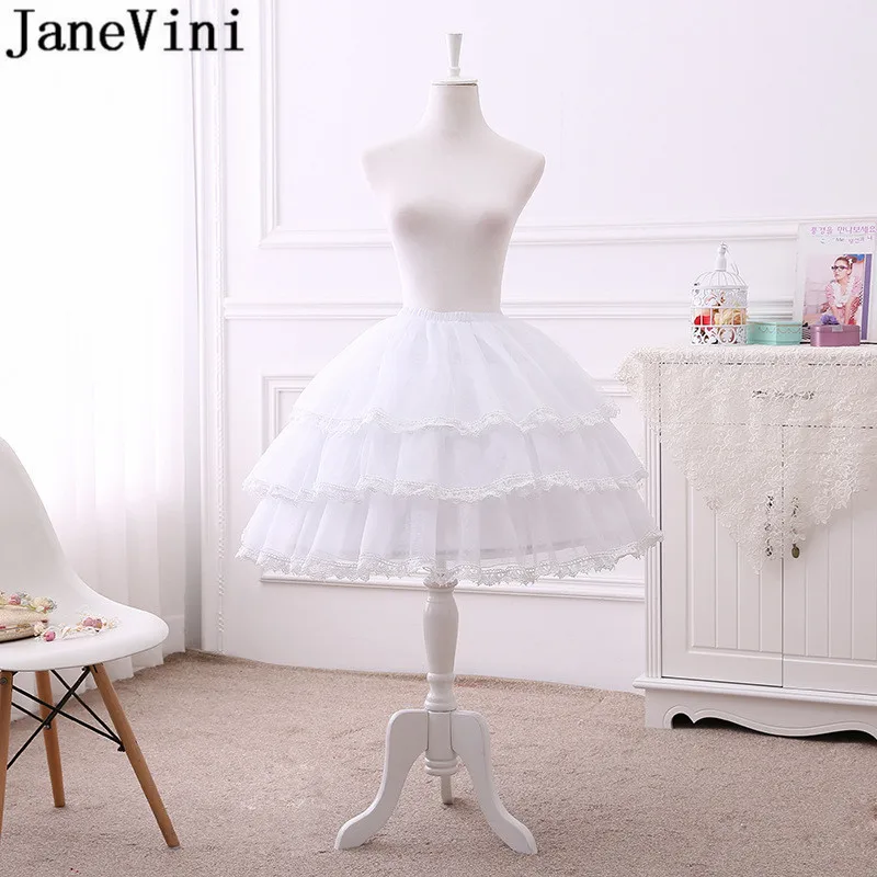 JaneVini Couche Adulte Da Sposa Petticoat Donne Petticoat Sottogonne Del Bordo Del Merletto di Vita Regolabile 3 Cerchi Abito Da Sposa Slittamento Lolita