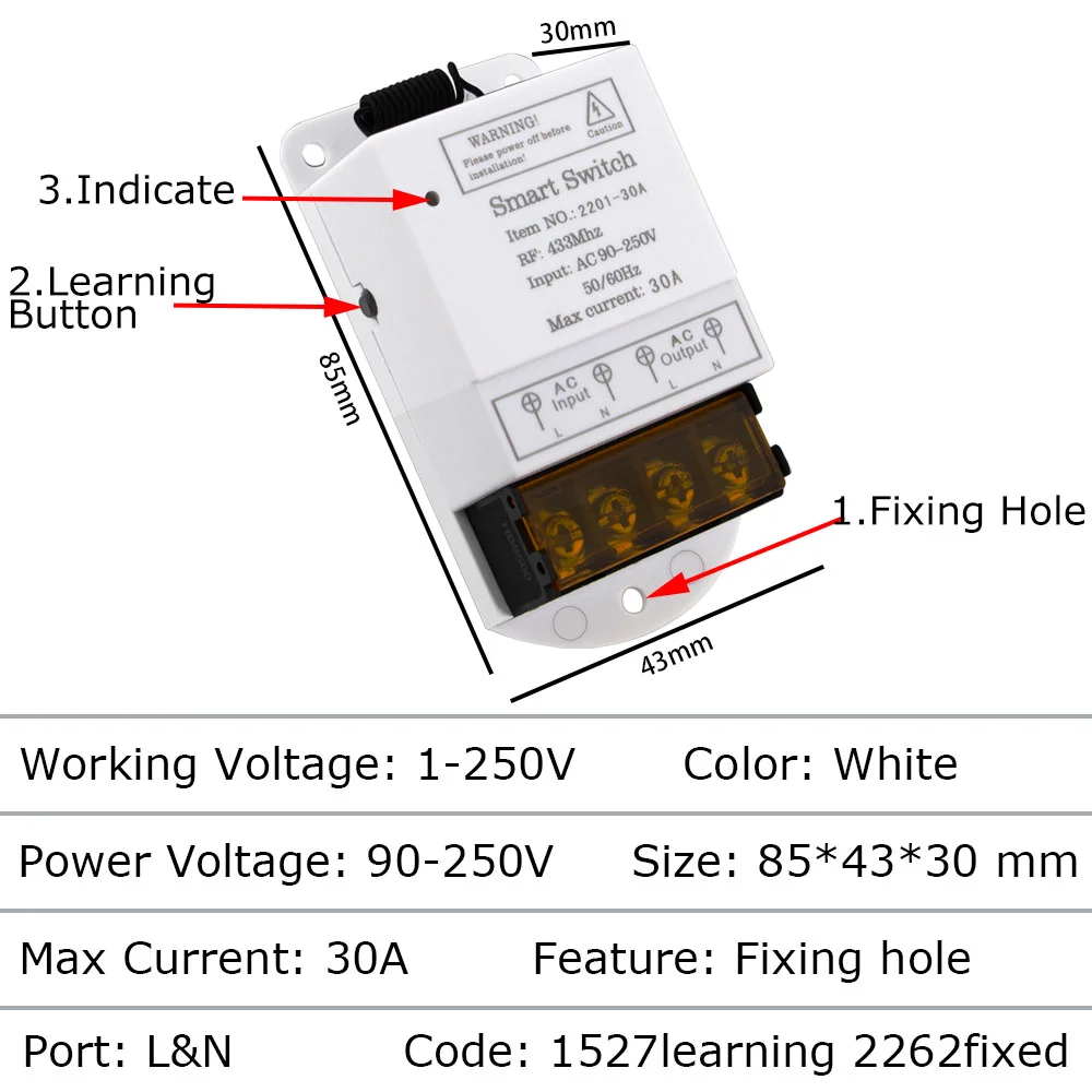 433mhz bezprzewodowy pilot AC220V 30A High Power On Off pilot do pompy wodnej fabryka silnik urządzenie elektryczne