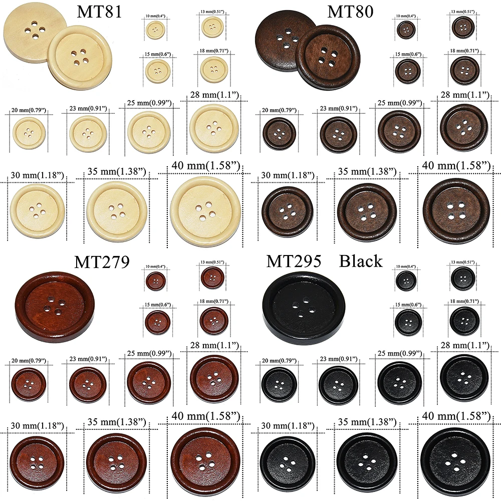 10PCs 30PCs 10mm-40mm Round Suit Decor Piping Wooden Buttons DIY Sewing Scrapbooking Crafts For Clothes Handmade Wood Button