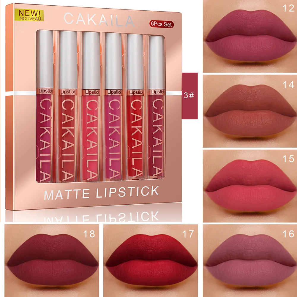 6PCS/SET Liquid Lipstick Matte No-stick Cup Long Lasting Lipgloss Waterproof Moisturizer Lip Glosses Makeup Velvet Beauty