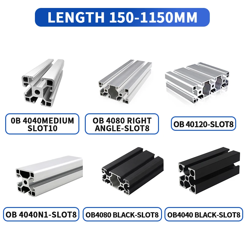 

Industrial Aluminum Profile European Standard 4080L Bright Black Square Tube 40×80/4040N1/4080Right Angle/40120/4040Black/Medium