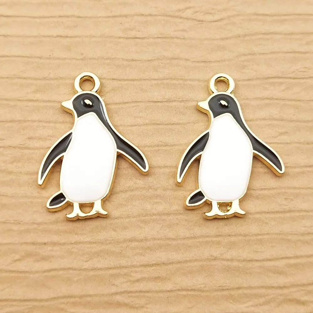 10pcs Enamel Penguin Charm for Jewelry Making Cute Earring Animal Pendant Bracelet Necklace Accessories Diy Craft Supplies Metal