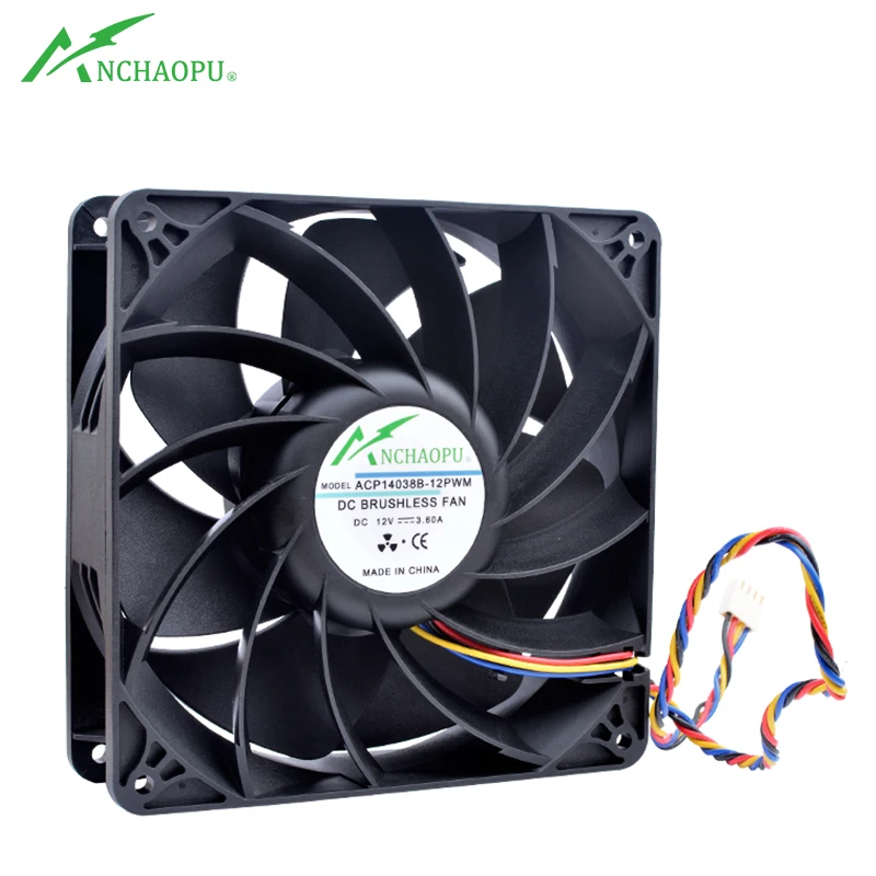 ACP14038B-12PWM 140x140x38mm 14cm 140mm fan DC12V 3.60A 4 lines pwm Speed control High speed cooling fan for chassis servers