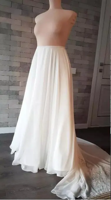 Wedding Skirt Bridesmaid Party dress with hemline even dress Simplicity Chiffon Bridal Train Removable Apply Skirt custom