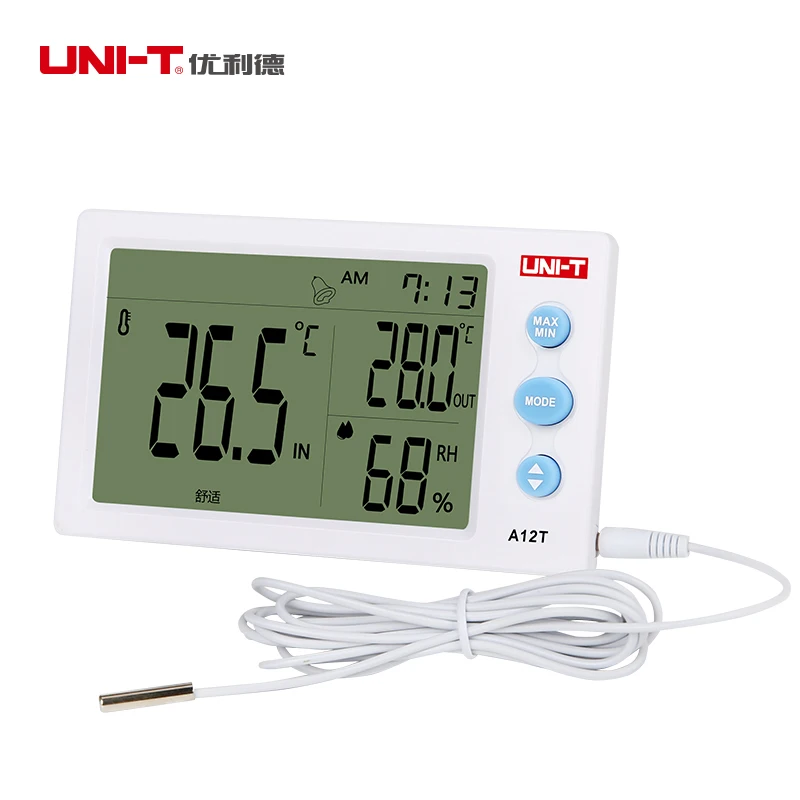 UNI-T A12T A13T Digital LCD Thermometer Hygrometer Temperature Humidity Meter Alarm Clock Weather Indoor Outdoor Instrument