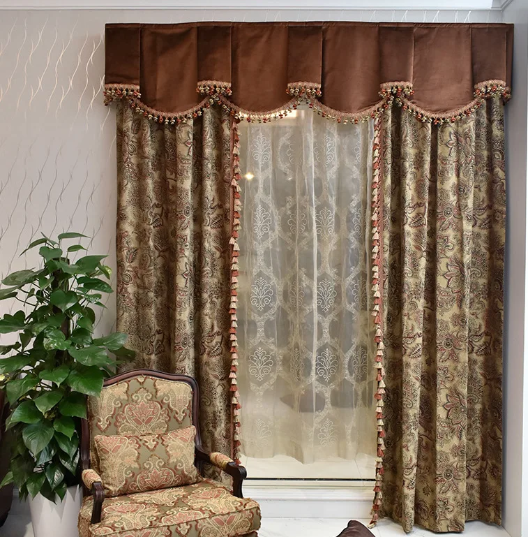 

European Jacquard Chenille Shade Curtains for Living Dining Room Bedroom.