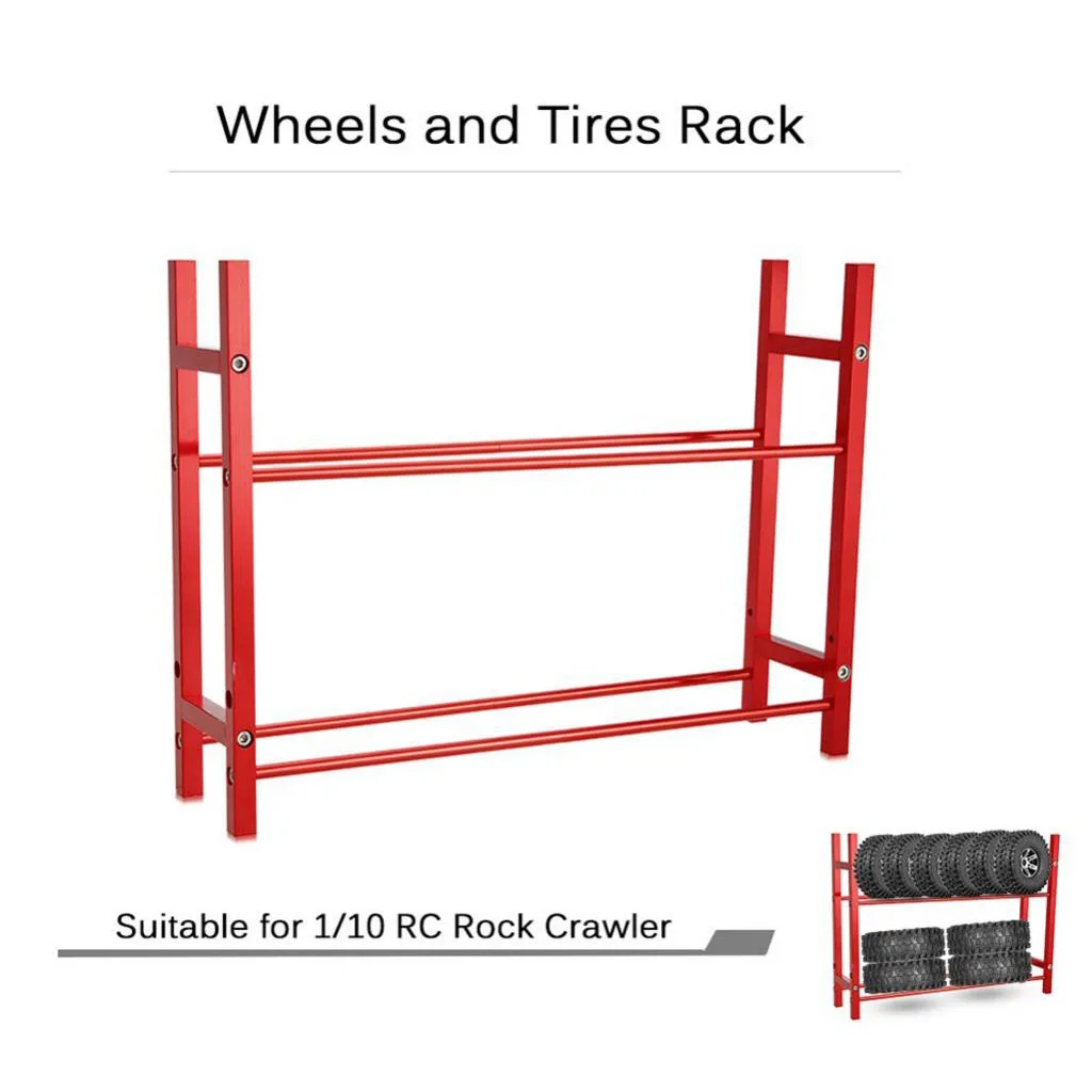 Red Tire Rack Storage Wheel Holder garaż Organizer do 1/10 skala RC Car Crawler Tire