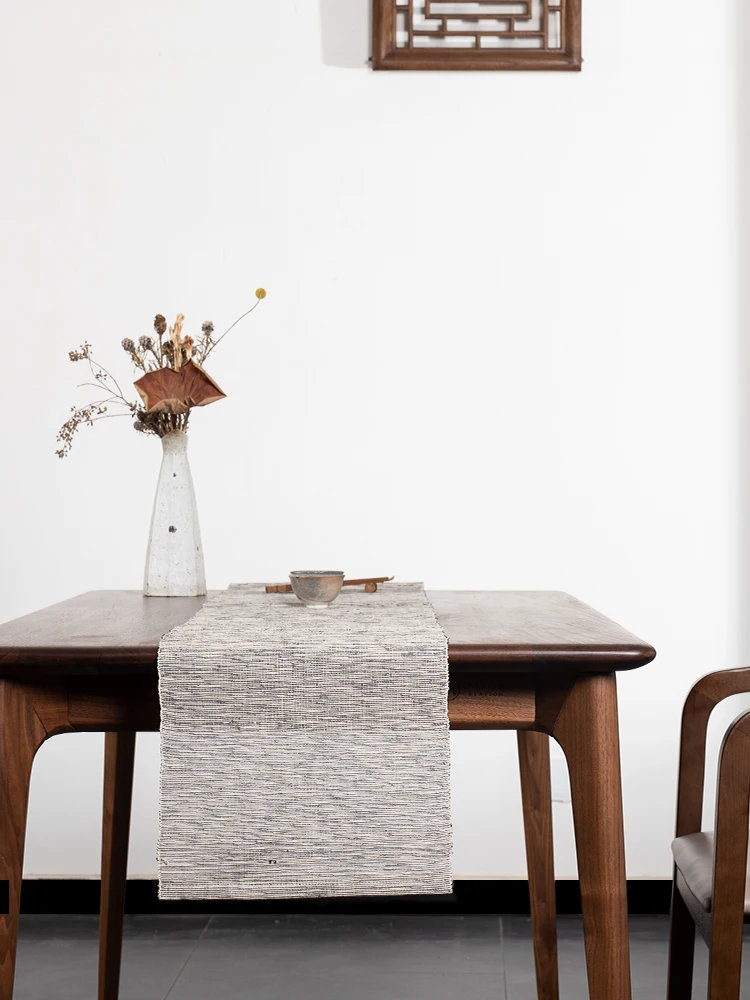 Japanese style Modern minimalist meal flag Nordic style Japanese cotton and ramie tea table runner