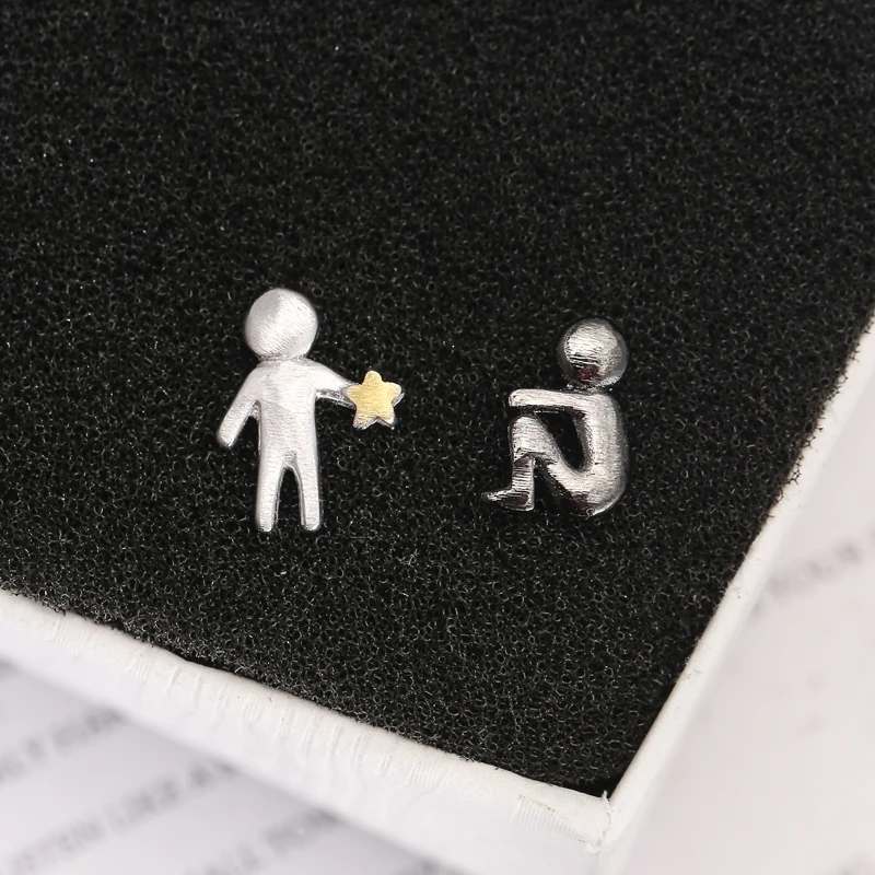925 Sterling Silver asymmetric STAR Earrings For Women Fashion Jewelry sterling-silver-jewelry pendientes
