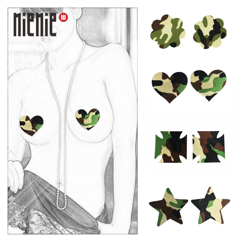 

Sexy 50Pairs (100Pcs) various Camouflage Disposable Self-Adhesive Breast Pasties Nipple Covers _Shape of Star/Heart/Cross/Flower