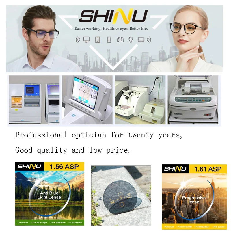 SHINU Custom Progressive Multifocal Reading Glasses Men See Near Far Oculos De Grau Prescription Protective Gaming Glasses Men
