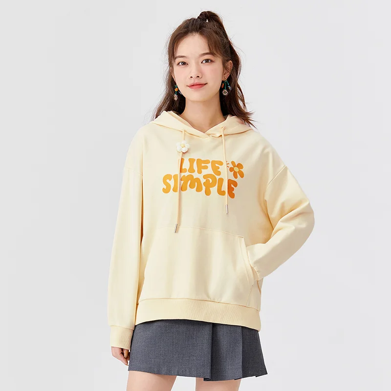 SEMIR Sweatshirt Women Simple And Cute 2021 Autumn Hoodie New Casual Fashion Letter Loose Hooded Pullover Top