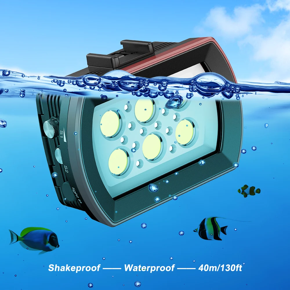 Seafrogs 6000LM luce di riempimento con funzione di innesco in fibra ottica LED fotocamera telefono Flash accessorio per fotografia subacquea