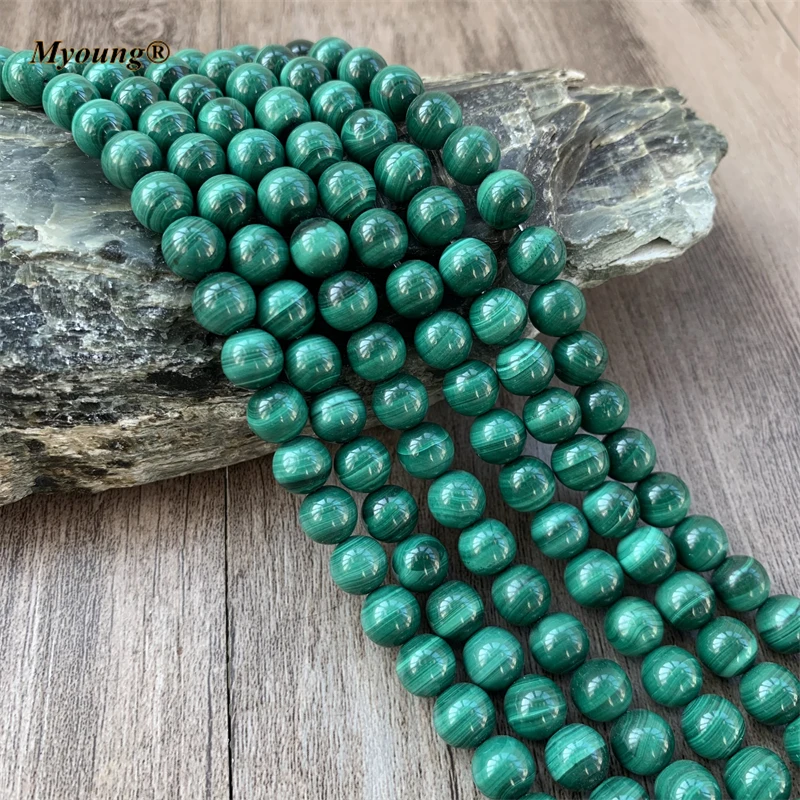 (1 Strand) High Quality Smooth Round Natural Malachite Beads Stone For Jewelry Making Design DIY Bracelet MY210621