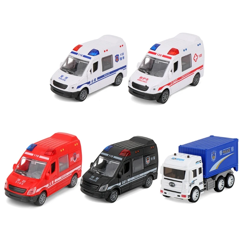 1Pc Baby model hospital ambulance hospital rescue metal cars model with sound light alloy diecast  Inertia car toys