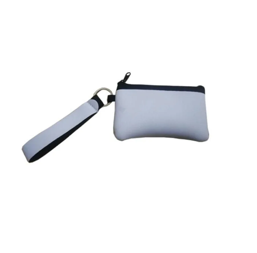 100 قطعة محفظة للعملة التسامي DIY بها بنفسك الأبيض فارغة النيوبرين متعددة الوظائف مربع قصير سستة حاملي بطاقات الهوية