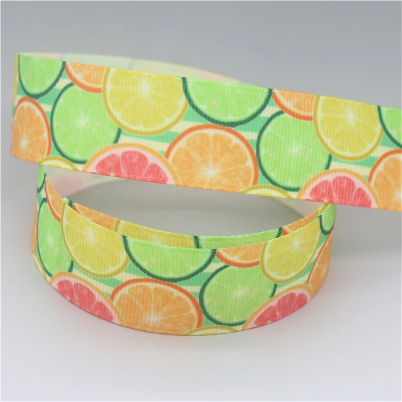 DHK 7/8'' 5yards Lemon Orange Printed Grosgrain Ribbon Accessory Hairbow Headwear Decoration DIY OEM Wholesale C1939