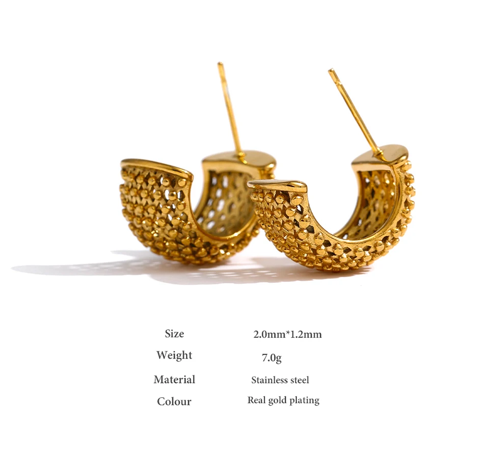 Yhpup Edelstahl Ungewöhnliche Ohrringe Statement Metall Golden Geometrisch Damen Ohrstecker Charm Schmuck Gia Kush би Oviro Gala Geschenk – Detail 10