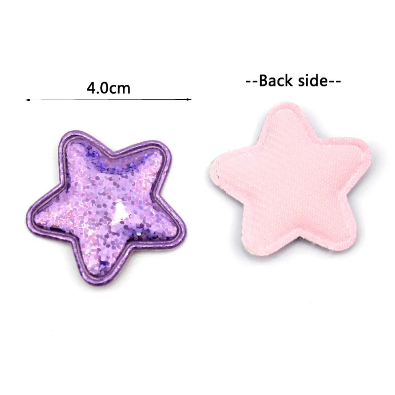 48Pcs 4cm Shiny PU Leather Star Shape Padded Appliques For Crafts Headwear DIY BB Clip Accessories Baking Decoration Wholesale