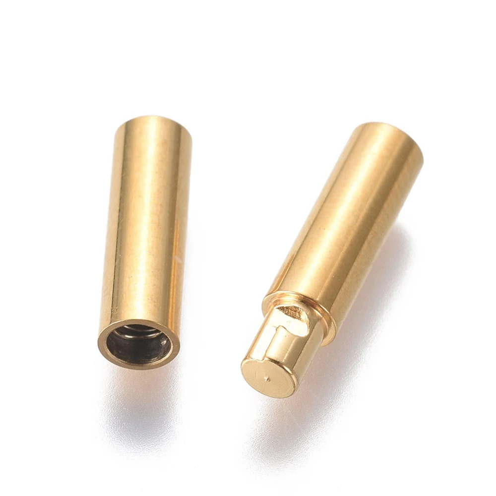 15Set 304 Stainless Steel Column Bayonet Clasps for jewelry making Connector Bracelet Necklace Accessories 20x2mm, Hole: 1mm