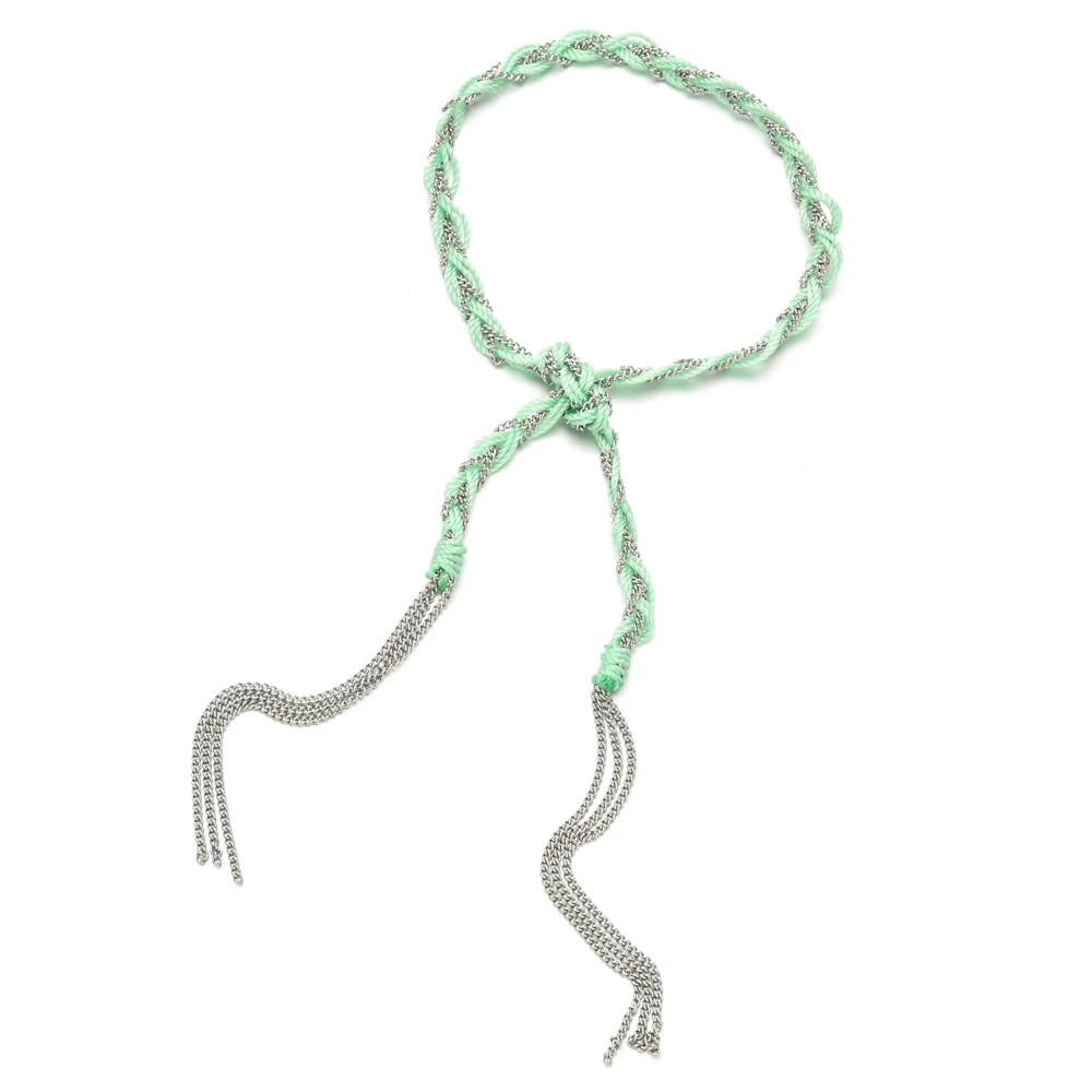 Tie Handmade European Fashion Thin Rope Bracelets for Girl Stainless Steel Chain Bracelet Tassel Jewelry Female pulseras mujer