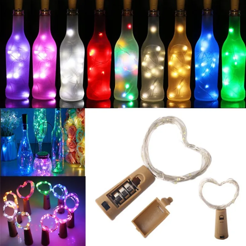 Botol anggur Cork String 20 Led peri baterai Power pesta pernikahan Natal Halloween dekorasi Bar botol lampu