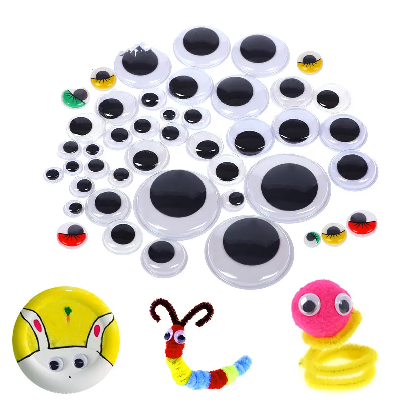 50pc 6-35mm Activity Eyes Moving Eyeball Plastic Eyes Scrapbook With Adhesive Sticker Child Animals Doll Toy Handmade DIY Crafts