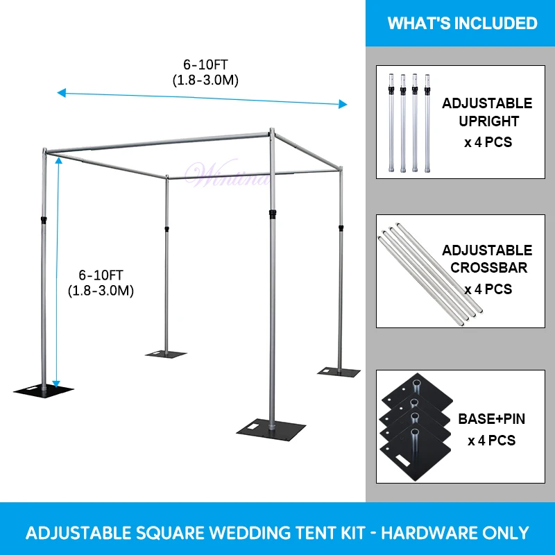 Event Decor Backdrop Square Adjustable Pipe Frame Kits Hardware Drapes Supports Kit For Outdoor Lawn Wedding