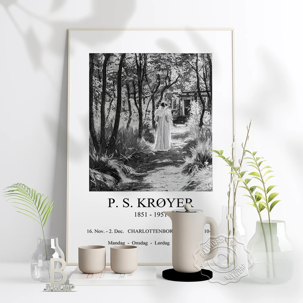 Ретро-плакат Peder Severin KroYer, Мария в саду в скагене, настенный декор, датский импрессионизм, П.С. KroYer Home Decor Подарок