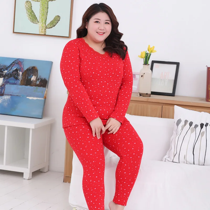 Women\'s Thermal Underwear Woman Winter Sets Plus Size Tops and Pants Two Piece At Home Suits Warm Long Johns Women Shaped Sets