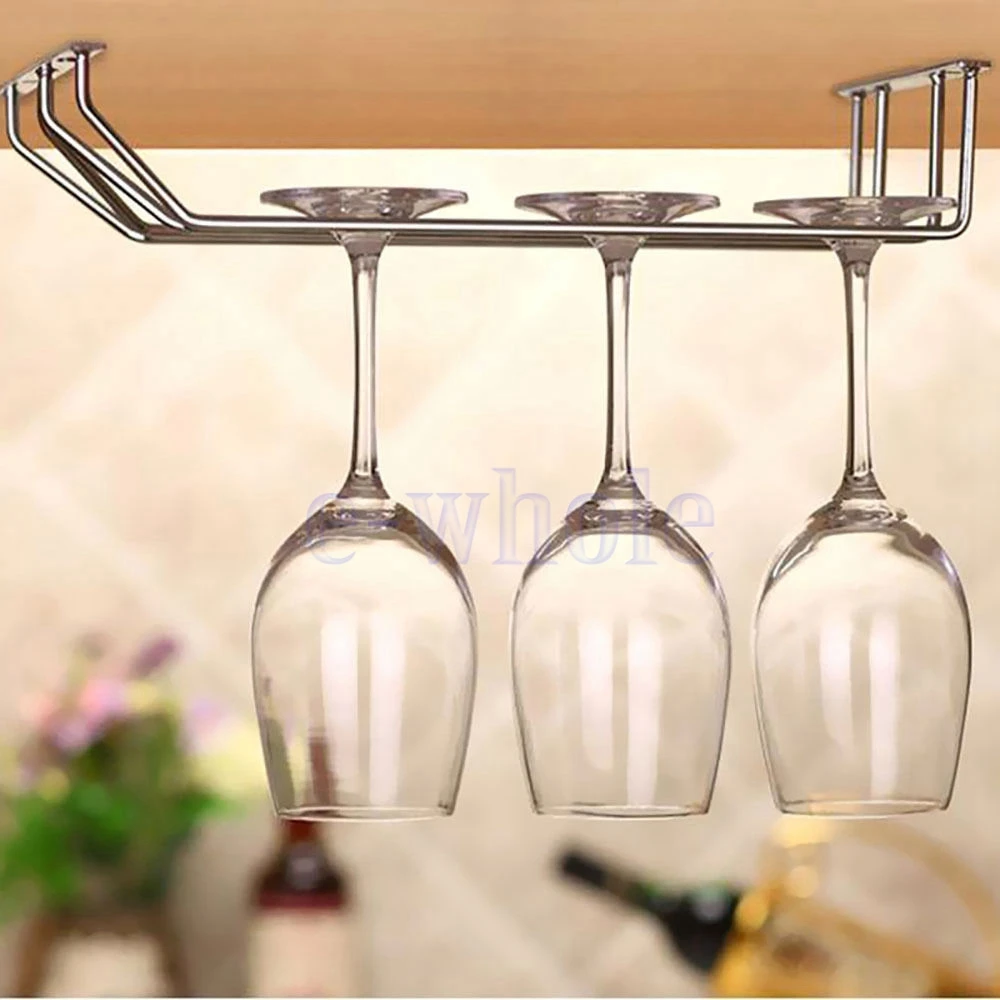 35cm Wine Glass Below-cabinet hanging Hanger Rack Stemware Home Bar Pub Holder Stainless Steel for bar kitchen dining table