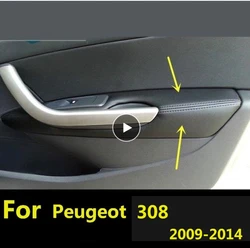 Microfiber Leather Door Panels Armrest leather Covers Protective Trim for For Peugeot  308 (2009-2014) with Mount Fittings