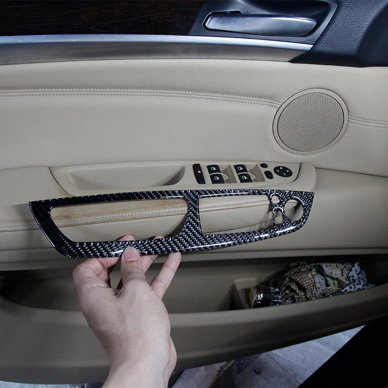 

For BMW X5 X6 2008-2013 real carbon fiber glass lifting frame decorative stickers interior accessories LHD
